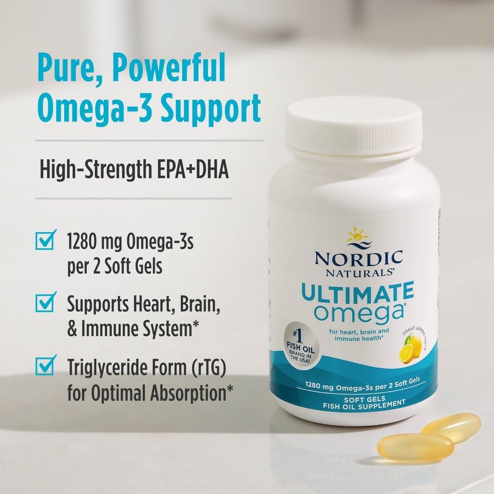 Ultimate Omega 1280mg Omega-3 Fish Oil, Lemon - 210 Count