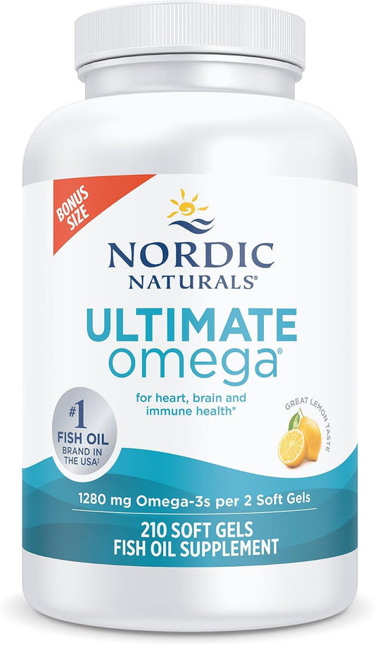 Ultimate Omega 1280mg Omega-3 Fish Oil, Lemon - 210 Count